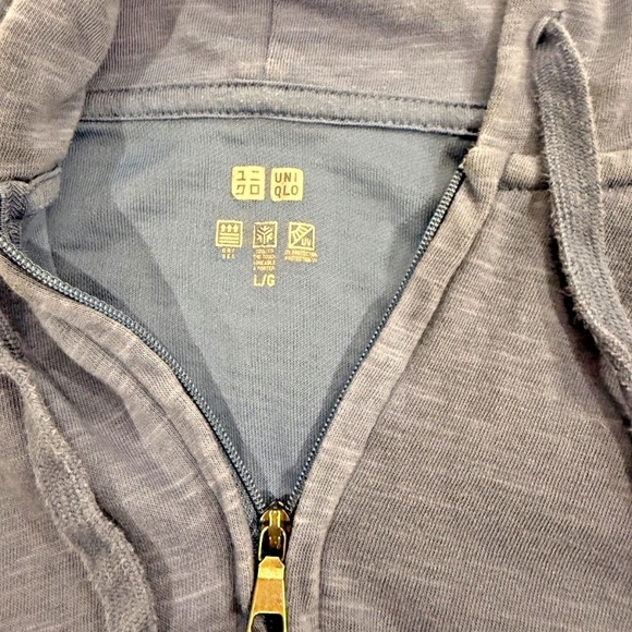 Uniqlo AIRism Hoodie Size Large Blue UV Protection Full Zip Stay Dry Cooling - Picture 3 of 7